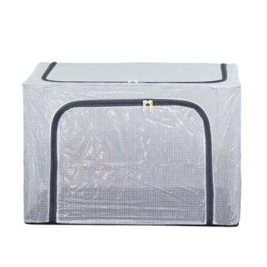 Imagem de Caixa Organizadora Multiuso, 100 Litros, 59x41x39cm, PVC e Poliéster, com MDF e Metal, para Roupas e Objetos