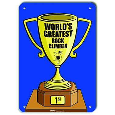 Imagem de PetKa Signs and Graphics Placa de plástico PKWG-0362-NP_10x14 "World's Greatest Rock Climber", 25,4 cm x 35,5 cm, azul troféu