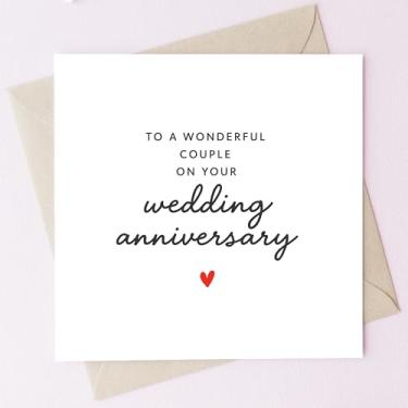 Imagem de TEEMI - Cartão comemorativo de aniversário de casamento com envelope - Cartão de celebração de aniversário de casal maravilhoso - Cartolina quadrada premium de 300 g/m² 12 x 12 cm - Cartão de romance