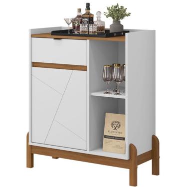 Imagem de Aparador Bar 50526 Pes Madeira Maciça 81cm Branco Cedro Dcasa Branco Cedro