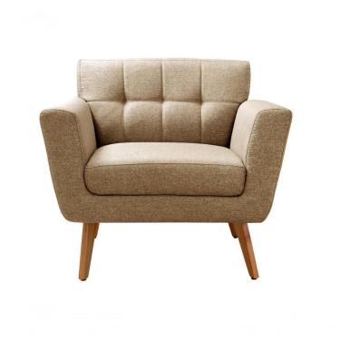 Imagem de Poltrona Decorativa Bruna Living Sala Quarto Recepção - Linho Marrom 150