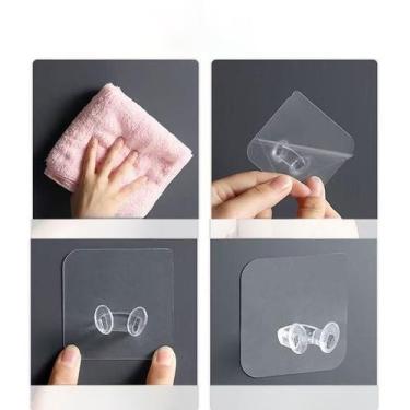Imagem de Kit 10 30 Ganchos Transparentes com Base Plana Oranização Casa Decoraç