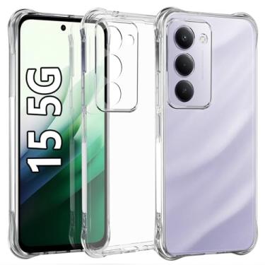 Imagem de USTIYA Capa para Redmi 15 5G (169) TPU transparente quatro cantos capa de proteção de grau militar transparente macia