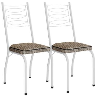 Imagem de Kit 2 Cadeiras Tubular Europa 262 Branco Assento Rattan Artef Rattan