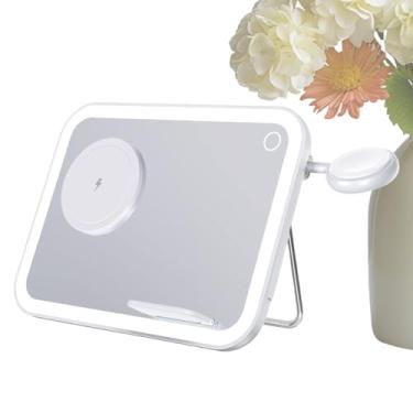Imagem de Espelho De Maquilhagem Com Luzes - Recarregável Com Luz Regulável | Espelho De Maquilhagem Para Mesa Luz Noturna | Para Mulheres Senhoras Mãe Viagem Dormitório Apartamento Quarto Mesinha De Cabece