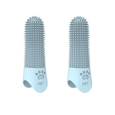 Imagem de Escova de dentes de silicone para cães e gatos – higiene bucal 360°, refrescamento do hálito, remoção de manchas e tártaro, macia de grau alimentício, design longo, reutilizável, para animais de