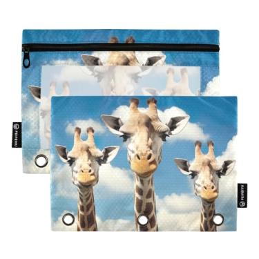 Imagem de Wassud Três girafas (2) pacote com 2 pastas para fichário, 3 furos, pastas de bolso, organizador de fichários para casa, escritório