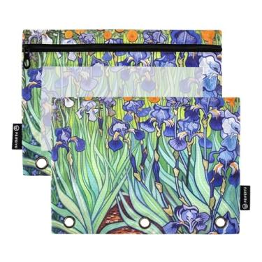 Imagem de Wassud Bolsa de lápis para fichário de 3 anéis, bolsa transparente com zíper liso, pasta de jardim para fichário, pacote com 2