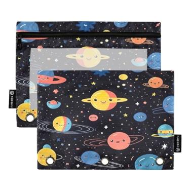 Imagem de Wassud Pastas de fichário com 3 furos, pastas, planetas, padrão, fichário, organizador, pasta de arquivos para escritório em casa, pacote com 2