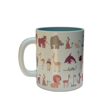 Imagem de Caneca Xícara de Café Porcelana 300ml Animais do Zoológico Estilo Cartoon