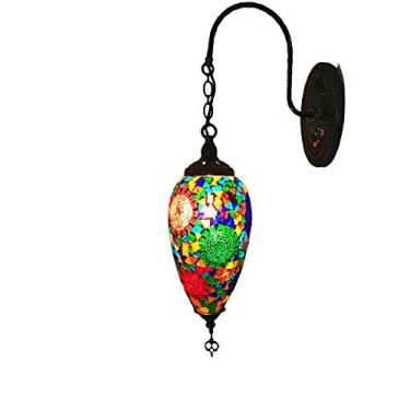 Imagem de Arandela de parede turca marroquina de 6 polegadas, estilo boêmio, feita à mão em mosaico de vidro, ideal para cabeceira, sala de estar, quarto, corredor, varanda, café ou bar, soquete E14,