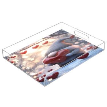 Imagem de STAYTOP Bandeja de servir de acrílico para o Dia dos Namorados, 15,7 x 11,20 cm, bandejas decorativas à prova de derramamento, organizador de bancada para café da manhã, chá, comida, maquiagem