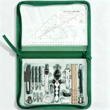 Imagem de 1 conjunto de instrumentos de medição de precisão kit grande de plástico durável de 27 peças para engenharia CAD física e desenho técnico, A1