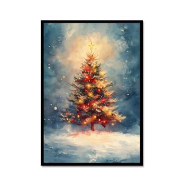 Imagem de Impressão de pôster de arte de parede retrô de Natal Papai Noel alce paisagem de inverno imagens de Natal para bar em casa, bar, cozinha, café, loja, decoração de férias (SKU3,12 x 40,6 cm = (30 x 40