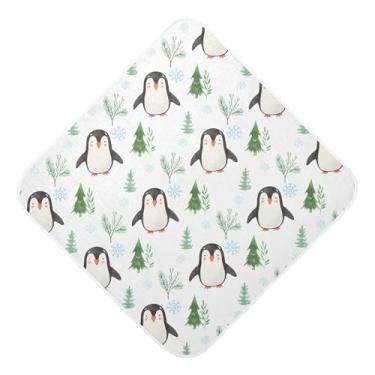 Imagem de Burbuja Penguins Toalha de banho para bebês – Toalha com capuz de musselina macia e absorvente para recém-nascidos, 89 x 89 cm