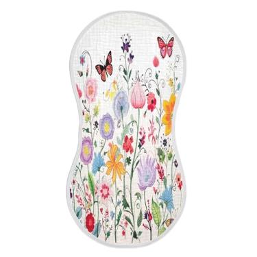 Imagem de xigua Conjunto de 1 pano para arroto de musselina de borboleta, flores coloridas, panos super macios e absorventes, roupas de arroto de algodão, presente de chá para recém-nascidos, bebês meninas e