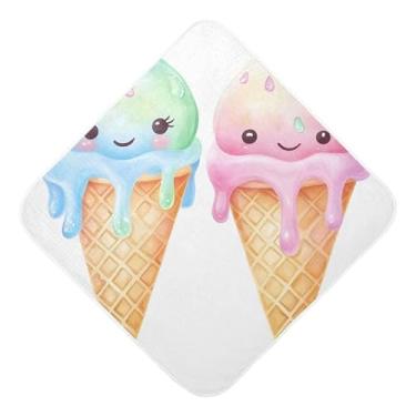 Imagem de Burbuja Linda toalha de banho de sorvete para bebês - Toalha com capuz de musselina macia e absorvente para recém-nascidos, 89 x 89 cm