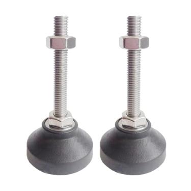Imagem de BORDSTRACT Niveladores de base de borracha, 2 peças de pernas ajustáveis para móveis M6, pés de nivelamento de metal rosqueados, niveladores de móveis facilmente ajustáveis, para todos os tipos de pés