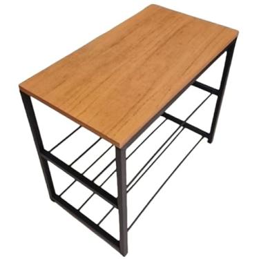 Imagem de Banco Organizador Estilo Industrial Sapateira Para Corredor, Closet ou Hall de Entrada sapateira hall de entrada para Hall de Entrada, Corredor ou Closet(Preto/Cedro)