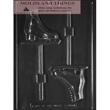 Imagem de Molde de chocolate esportivo pirulito de patinação no gelo com Instrução de moldagem Molde de plástico com tema de esportes de inverno para chocolate, doces, sabonete, perfeito para feriados e