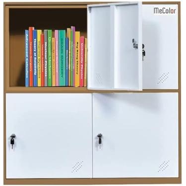 Imagem de Cadeado infantil para sala de estar com 4 portas de metal pequeno armazenamento para bolsas escolares sapatos e brinquedo ... 4D Branco