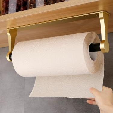 Imagem de MONEER Suporte de toalha de papel sob o armário, suporte de toalha de papel, suportes de toalha de cozinha de liga de alumínio, suporte de rolo de cozinha autoadesivo para cozinha, banheiro, sala de