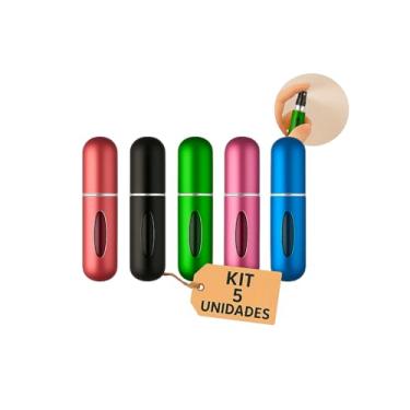 Imagem de Kit 5 Frascos Porta Perfume Recarregável Premium 5ml Portátil de Viagem Cores Sortidas Compacto
