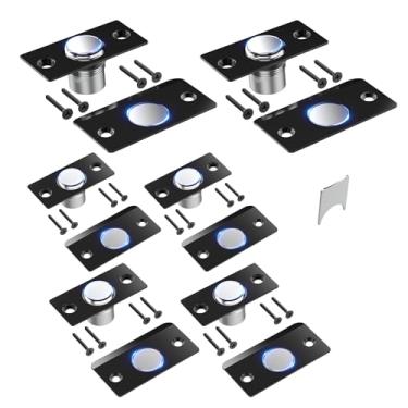 Imagem de Mousike Ferragens de captura de bola de porta, trava magnética oculta ajustável, placa de ataque de aço inoxidável com forte sucção, substituição de trava de esfera de porta para parte superior da