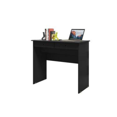 Imagem de Escrivaninha Mesa de Computador com 2 gavetas Home Office Cor Preto - 