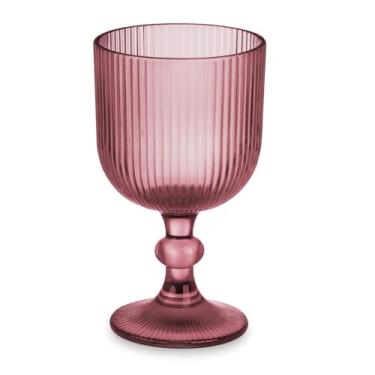 Imagem de Kit 6 TaçAs Vidro 350ml Texturizado Com Design Decorativo, Para Drinks E Sobremesas Elegante E Refinado PráTico E Esteticamente AgradáVel Adequado Para Ambientes DoméSticos E Restaurantes(ROSA)