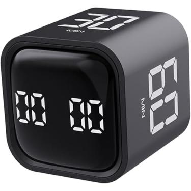 Imagem de Temporizador Pomodoro Digital Rotativo, Cronômetro de Estudo com Sensor de Gravidade, 3 Níveis de Volume, USB, Quadrado 4,6x4,4x4,4 cm, para TDAH, Cozinha, Escritório