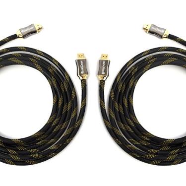 Imagem de Pacote com 2 cabos HDMI 2.0 premium certificado 2 metros com contatos banhados a ouro 24 K, suporta 4K Ultra HD, 3D, 18Gbps, canal de retorno de áudio, Ethernet (QG-PCBL-HD20-10FT-2PK)