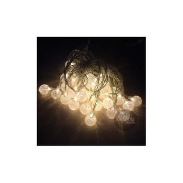 Imagem de Varal Pisca-Pisca LED com 10 Bolas, Branco Quente, 2,2 Metros, Polipropileno, Decoração para Festas, Pilhas AA
