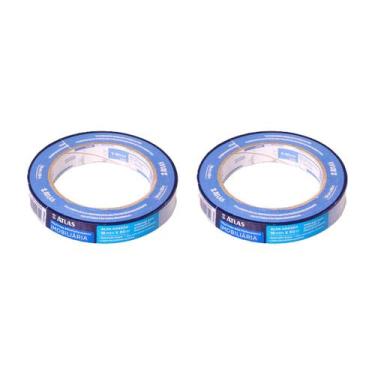 Imagem de Kit 2 Fita Crepe Imobiliária Fina 18mm x 50m Atlas Azul Pintura Profis