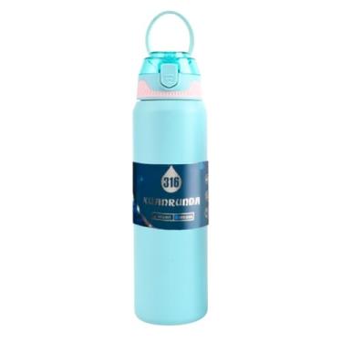 Imagem de Garrafa Térmica Inox 316 800ml Squeeze Premium Antivazamento Longa Duração Academia Trabalho Escola Viagem Esportiva Hidratante Bebida Fria Quente (Azul)