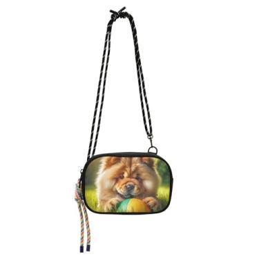 Imagem de TSENQUE Bolsa tiracolo pequena feminina bolsa de ombro pequena bolsa de verão bolsa para celular carteira Chow Chow cachorro fofo filhote de cachorro