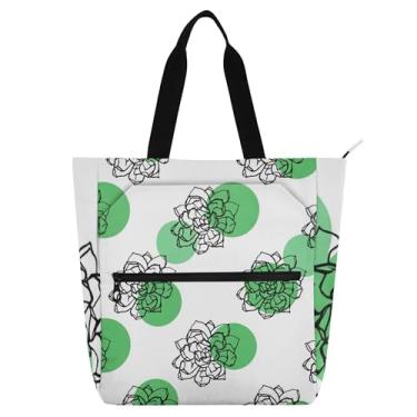Imagem de Succulents Bolsas femininas verdes brancas para trabalho, lona, faculdade, escola, bolsas infantis, bolsas fofas, presente para amantes de livros