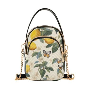 Imagem de Aquarela Pumpkins Bolsas de ombro femininas, bolsa de ombro feminina, bolsa de ombro feminina, Limões vintage com borboletas - 3, One Size