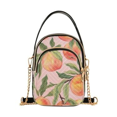 Imagem de Bolsa tiracolo feminina Christmas Cookie pequena, transversal com alça, bolsas transversais elegantes para viagens, Aquarela pêssegos - 2, One Size