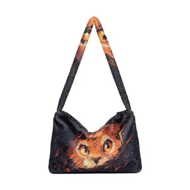 Imagem de GAIGEO Cute Cat Behind Broken Wall Bolsa feminina, bolsa tiracolo para mulheres, bolsa feminina para uso ao ar livre, Little Tig Behind the Broken Wall, One Size