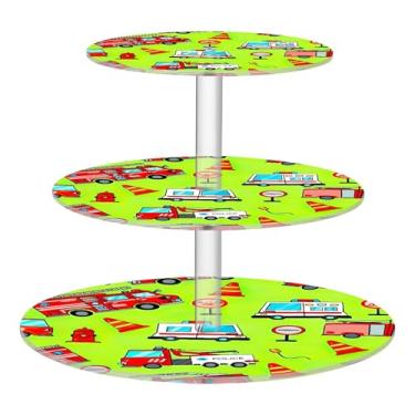 Imagem de Suporte de cupcake de 3 andares, chá, vermelho, caminhões de bombeiros, verde, acrílico, torre de bolo, graduação, suporte de donut, suporte para sobremesa, lanche
