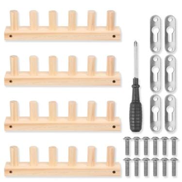 Imagem de Pacote com 4 teares de tricô grosso, cobertor de fio grosso de madeira de 118 cm de espessura, moldura de tear de crochê com 1 chave de fenda e ferramentas de montagem, laço de tricô 3 em 1 para