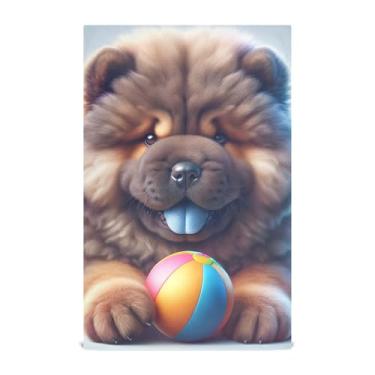 Imagem de Joisal Chow Chow Cachorro fofo filhote de cachorro fofo toalhas de chá de mão conjunto de toalhas de prato decorativas panos de prato absorventes macios 45 x 71 cm, pacote com 6