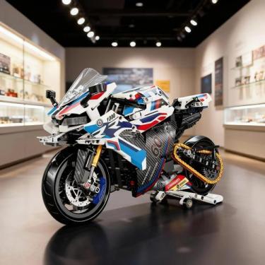 Imagem de Conjunto De Blocos De Montar De Motocicleta 1:8 Para Meninos E Meninas