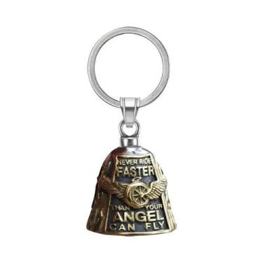 Imagem de Asa de anjo carta sino chaveiro masculino punk motocicleta equitação r