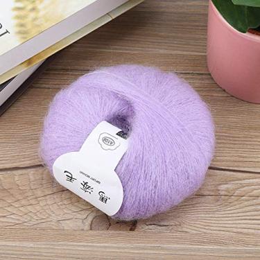 Imagem de GLOGLOW Fio para Necessidades Diárias, 100% Mohair, Rosa, Textura Leve, Calor Tricotado à Mão, para Xales e Cachecóis DIY, 28g de lã de tricô Mohair Nan (16 neve verde)