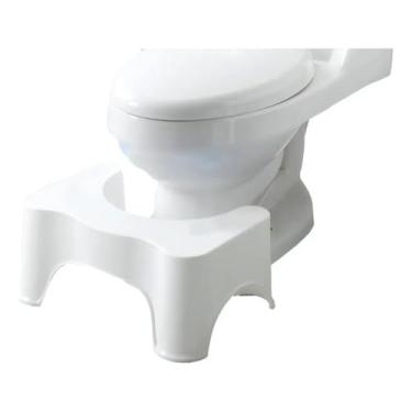 Imagem de Banco Banquinho De Cócoras P/Vaso Sanitário Antiderrapante Cor Branco