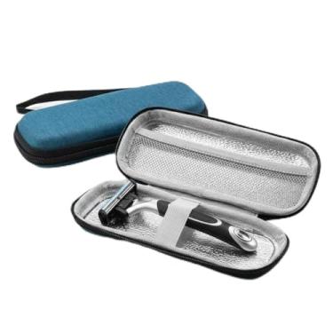 Imagem de 1 bolsa de armazenamento vintage para navalha – revestimento rígido de EVA, fecho de zíper, organizador oval para lâminas de 1/2 (verde)