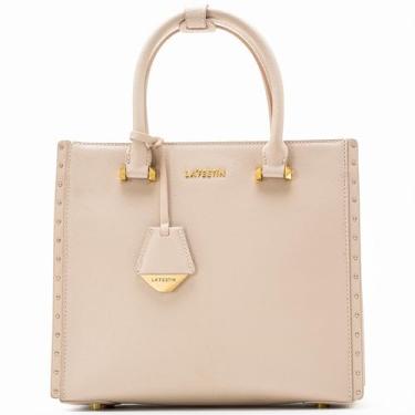 Imagem de LA FESTIN Bolsa de ombro feminina de couro quadrada com alça ajustável, Marfim