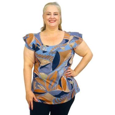 Imagem de Blusa Feminina Plus Size Manga Godê Bata Estampada - Coalizão Fashion,